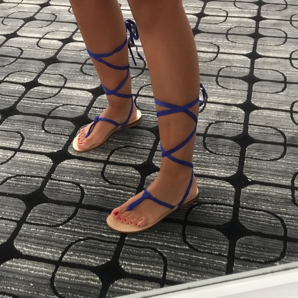 One of a kind handmade tie up sandals - Picture 4 of 5